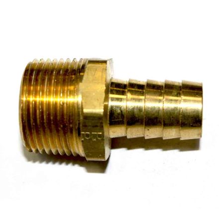 Interstate Pneumatics FM98-5 Brass Hose Barb Fitting, Connector, 5/8 Inch Barb X 3/4 Inch NPT Male End